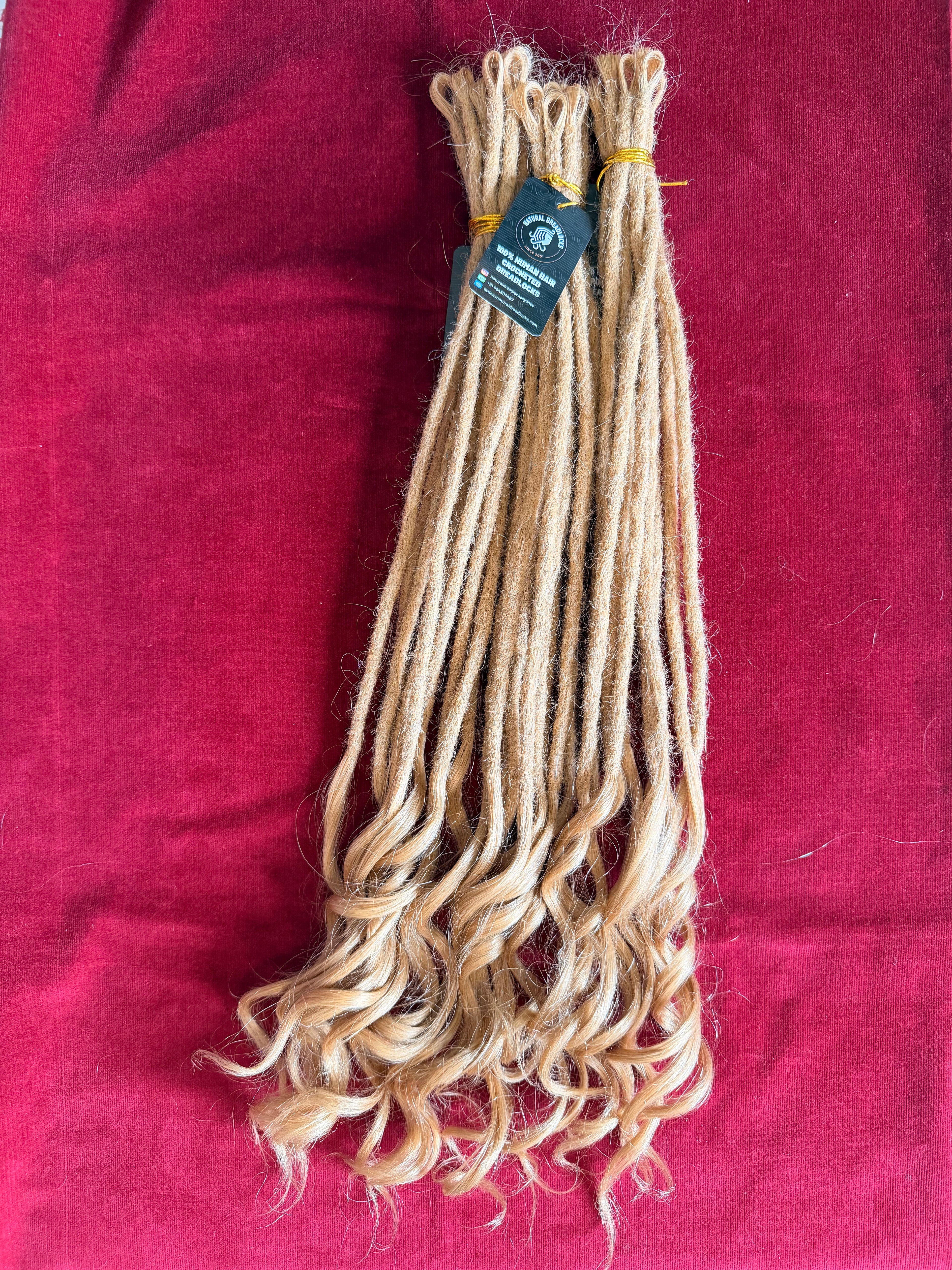 Champagne Blonde Mermaid Locs – 20” Length (7” Wavy Ends)