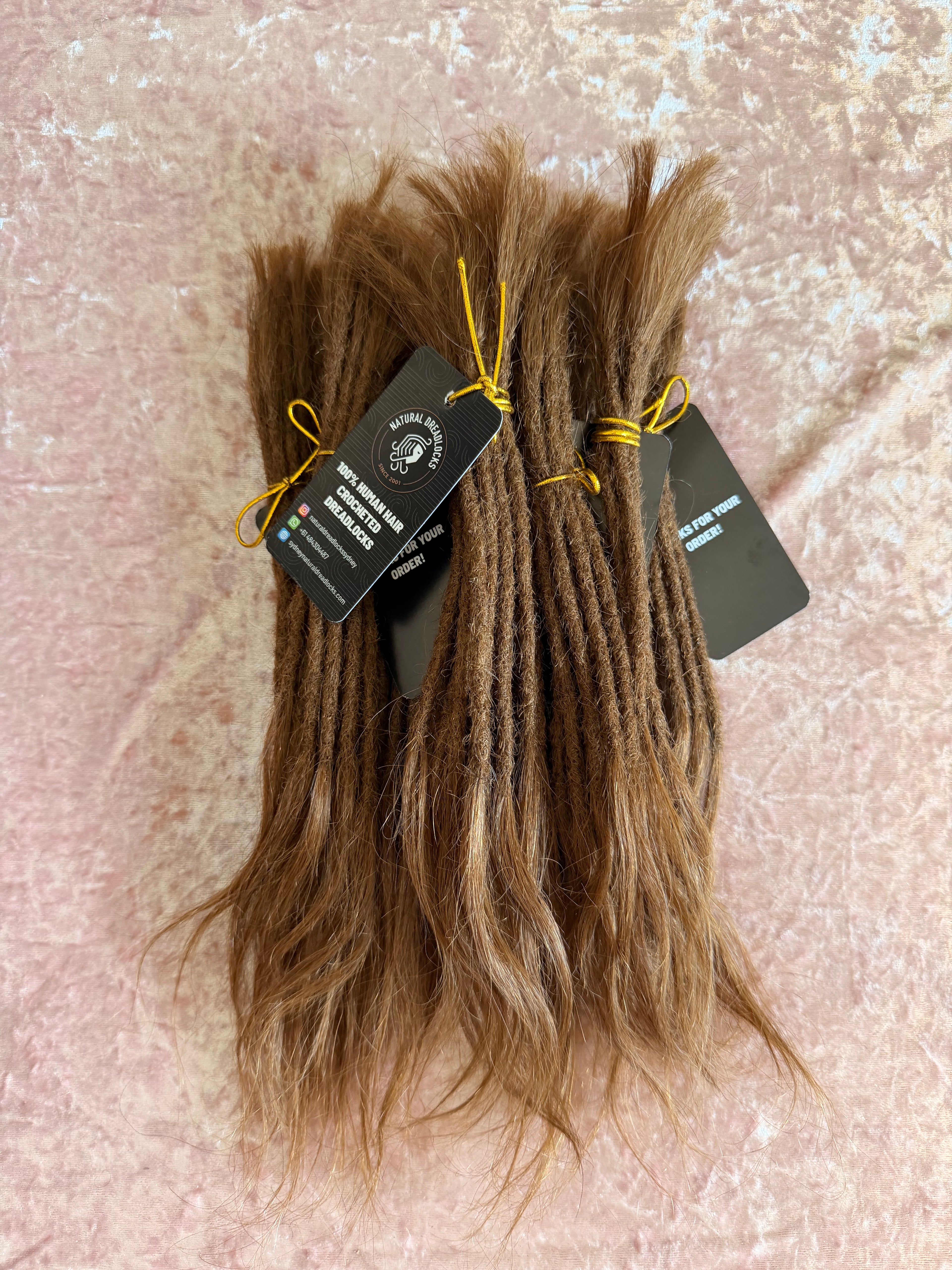 Straight Hair Champagne Brown Dreadlock Extensions with open ends 10 units bundle