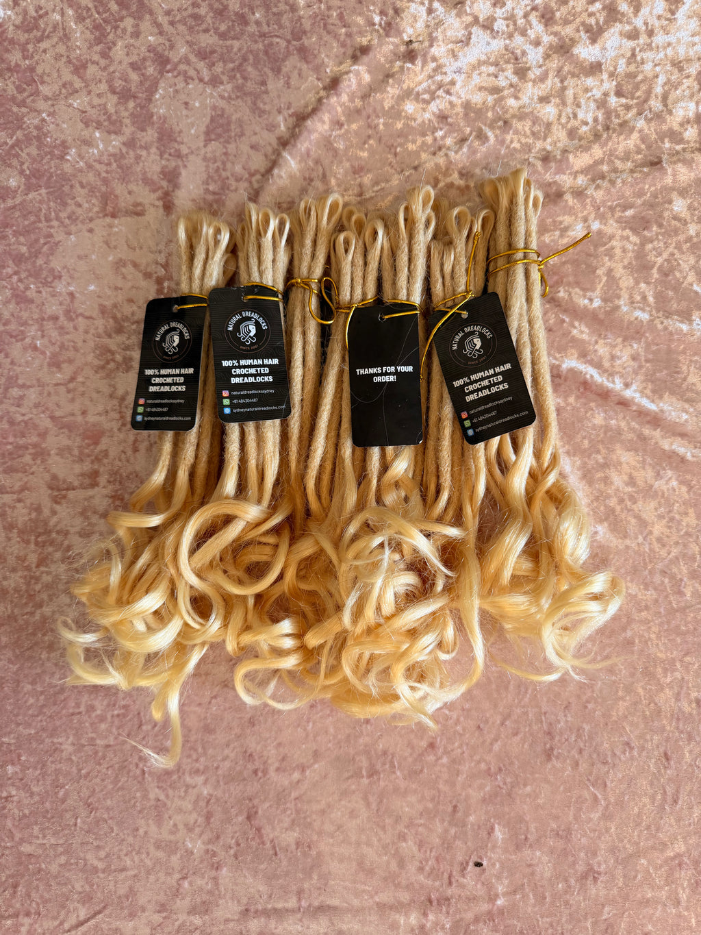 Highlight Blonde Mermaid Locs – 12" (5" Dread + 7" Curly Ends) – 0.6 cm Thickness