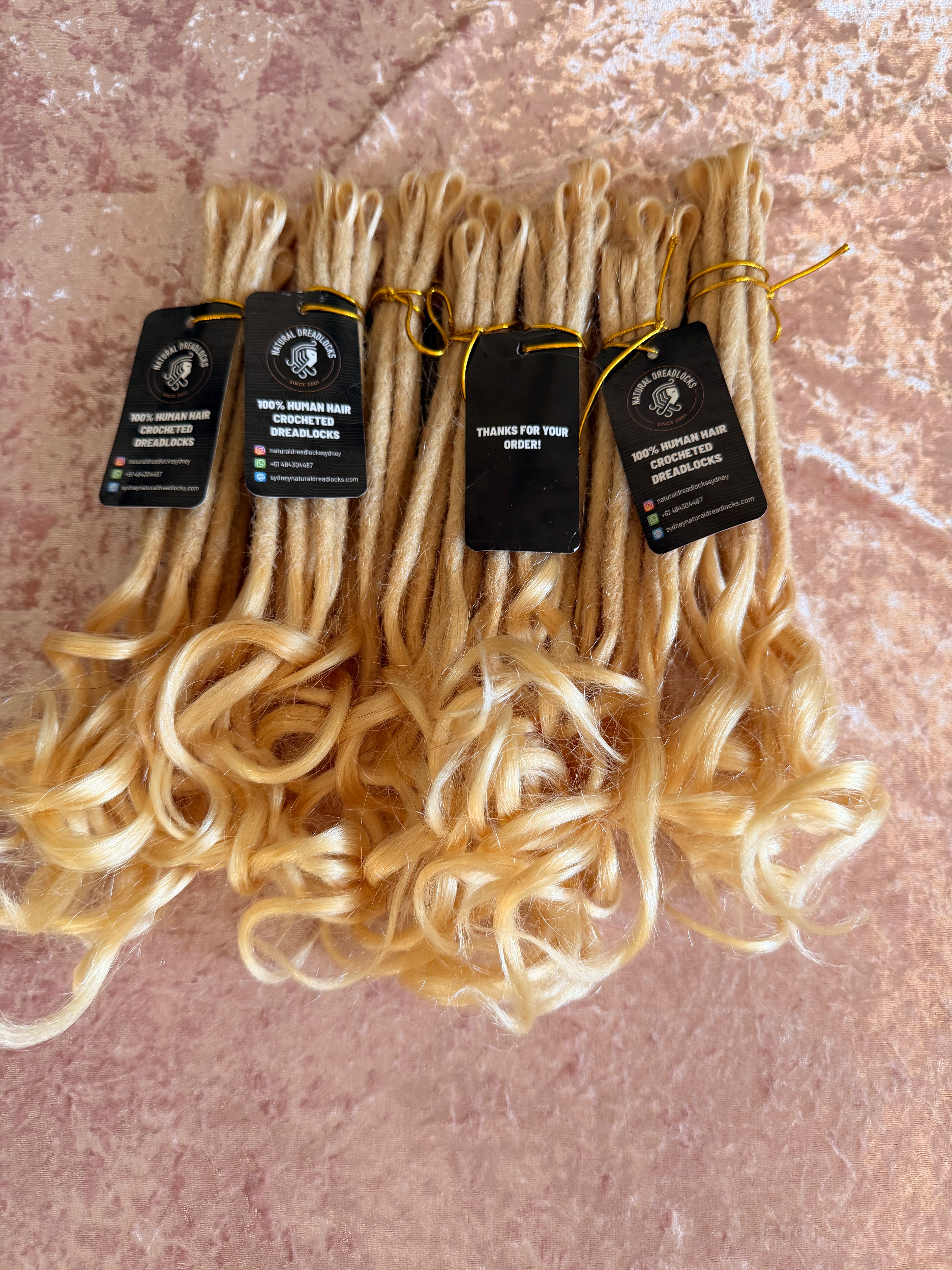 Highlight Blonde Mermaid Locs – 12" (5" Dread + 7" Curly Ends) – 0.6 cm Thickness