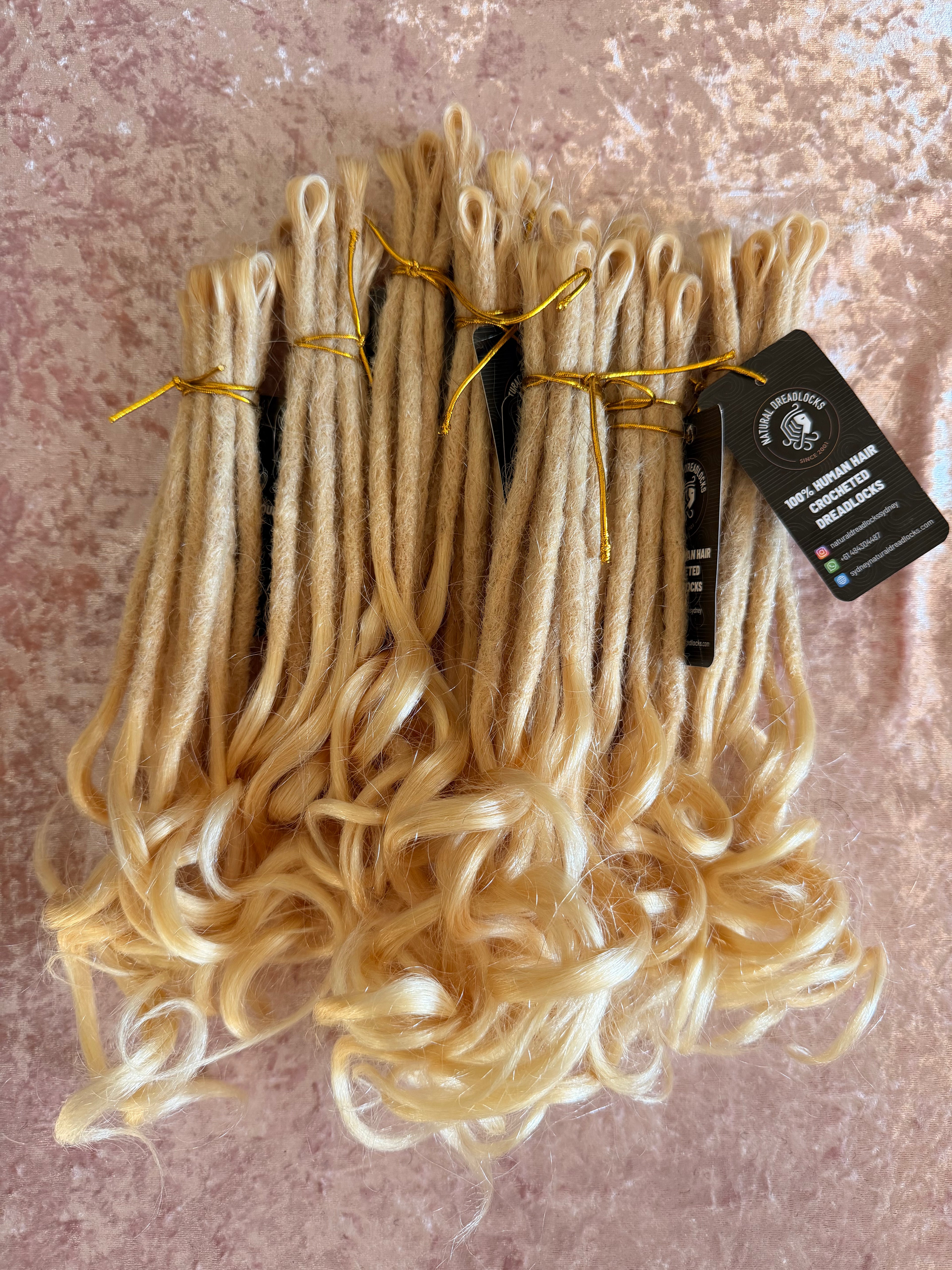 Highlight Blonde Mermaid Locs – 12" (5" Dread + 7" Curly Ends) – 0.6 cm Thickness