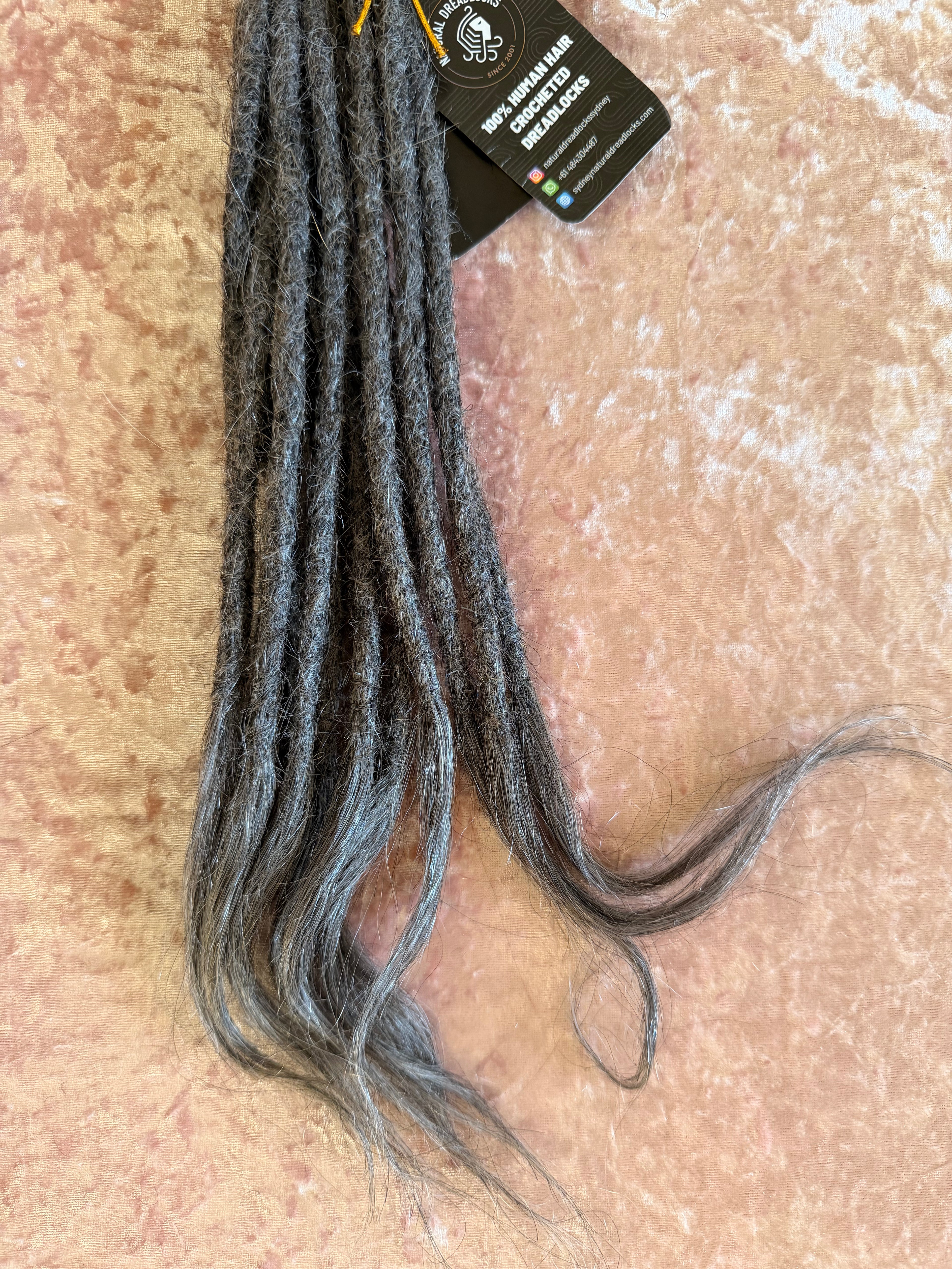 Straight Hair Salt Pepper Grey Dreadlock Extensions with open ends 10 units bundle