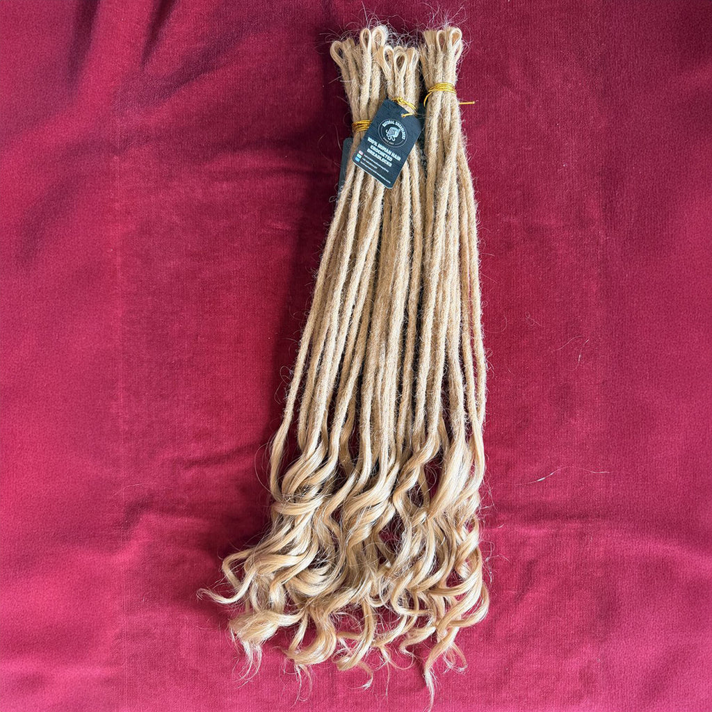 Champagne Blonde Mermaid Locs – 20” Length (7” Wavy Ends)