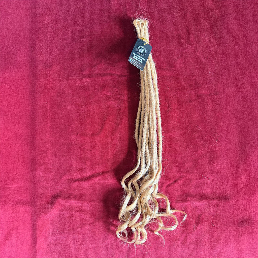 Champagne Blonde Mermaid Locs – 20” Length (7” Wavy Ends)