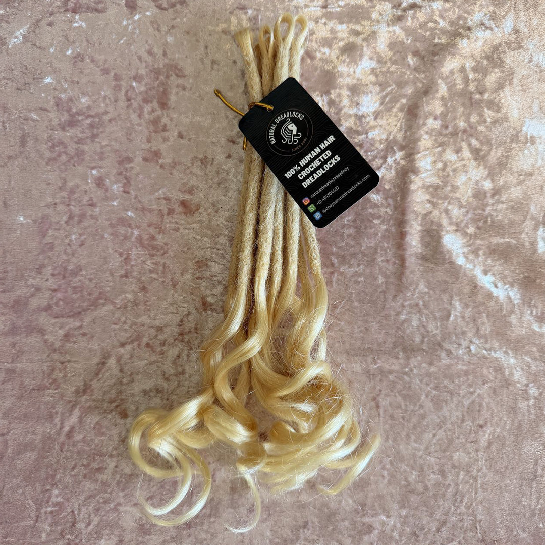 Highlight Blonde Mermaid Locs – 12" (5" Dread + 7" Curly Ends) – 0.6 cm Thickness