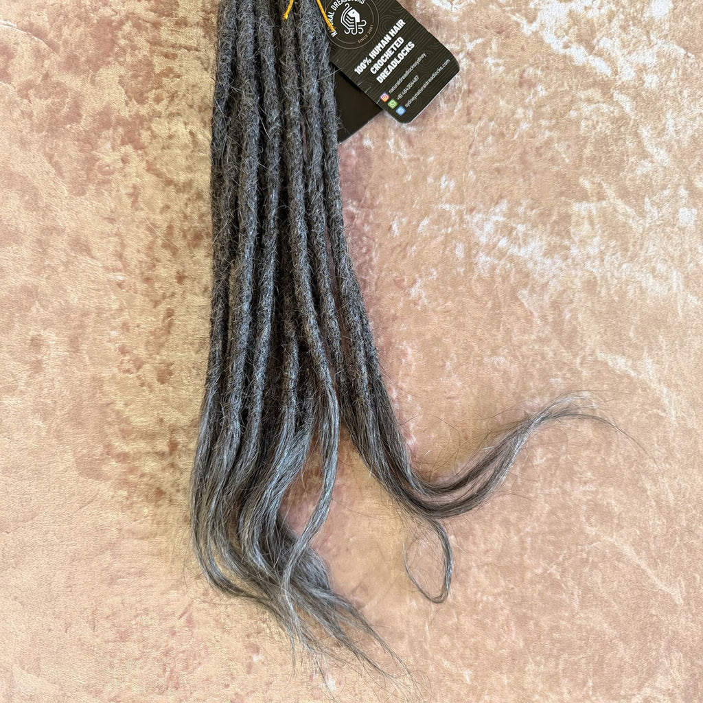 Straight Hair Salt Pepper Grey Dreadlock Extensions with open ends 10 units bundle