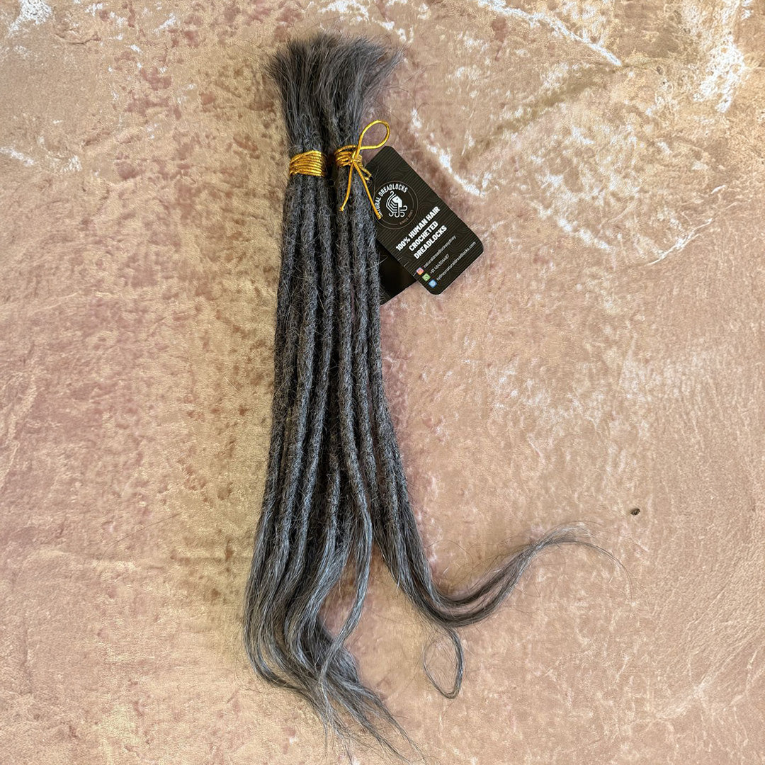 Straight Hair Salt Pepper Grey Dreadlock Extensions with open ends 10 units bundle